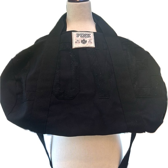 PINK EUC Classic Canvas Duffel Bag Black LOVE PINK Zipper - Picture 2 of 11